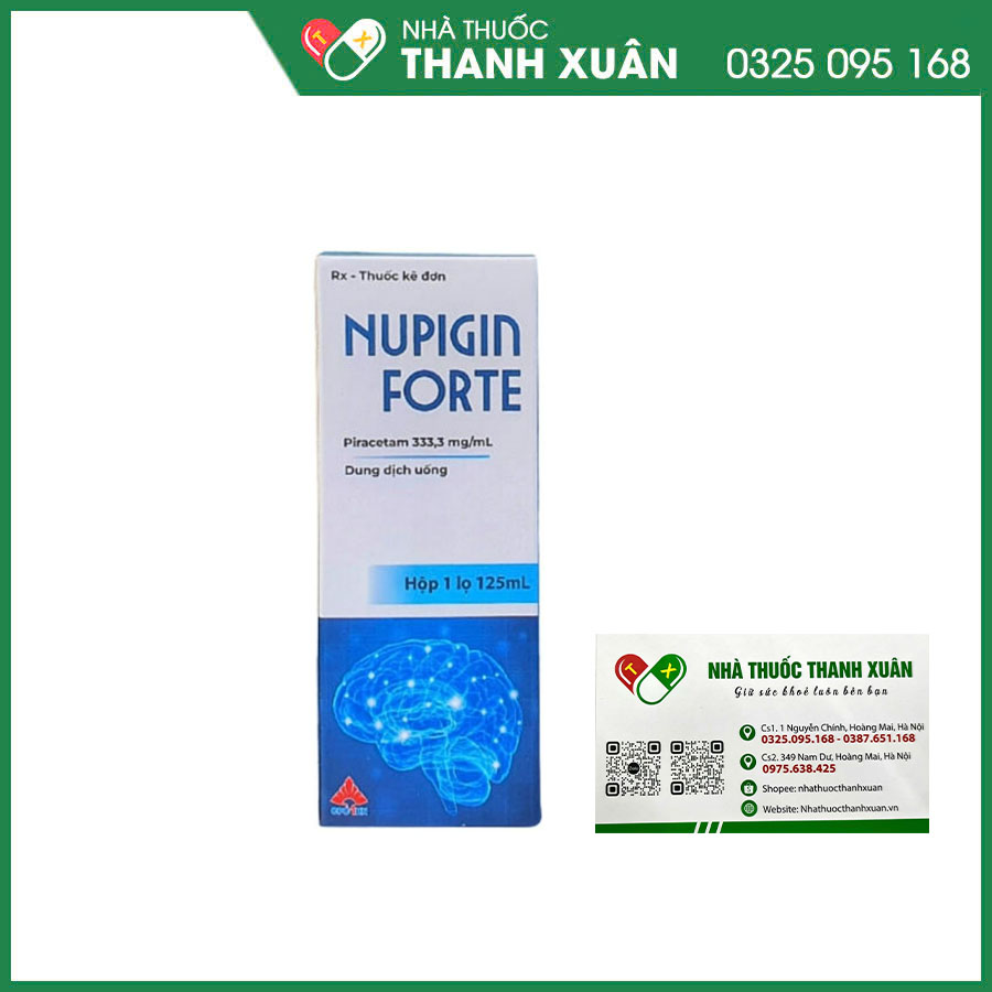 Nupigin forte thuốc dùng điều trị rung giật cơ vỏ não, rối loạn nhận thức, chóng mặt, dự phòng tắc mạch, hỗ trợ cải thiện chứng khó đọc